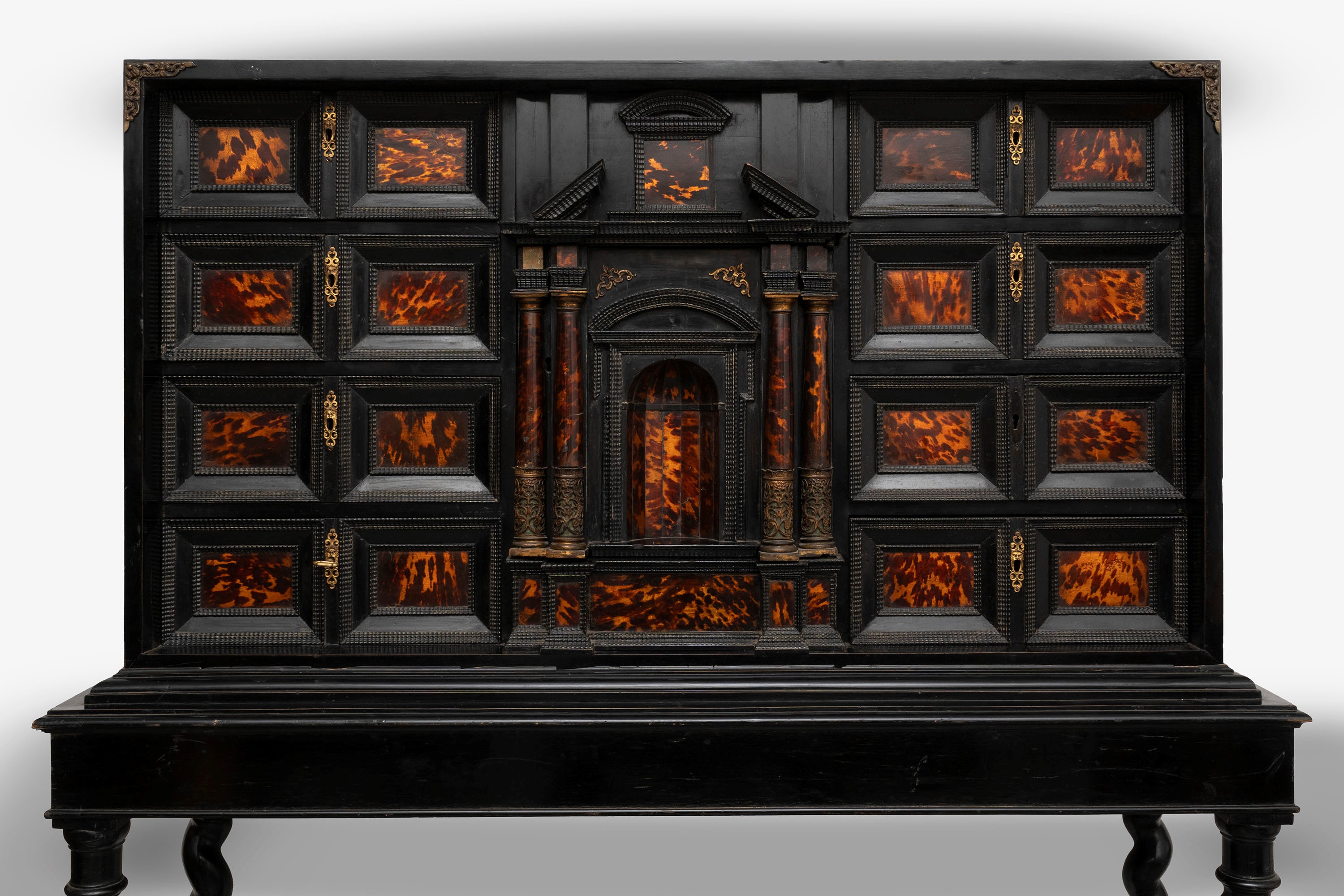 ☼ Monetiere in Legno Ebanizzato e Tartaruga, Fine Secolo XVIII -inizi Secolo XIX