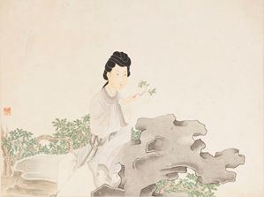  - Lot consisting of three paintings with figures, China, 19th century