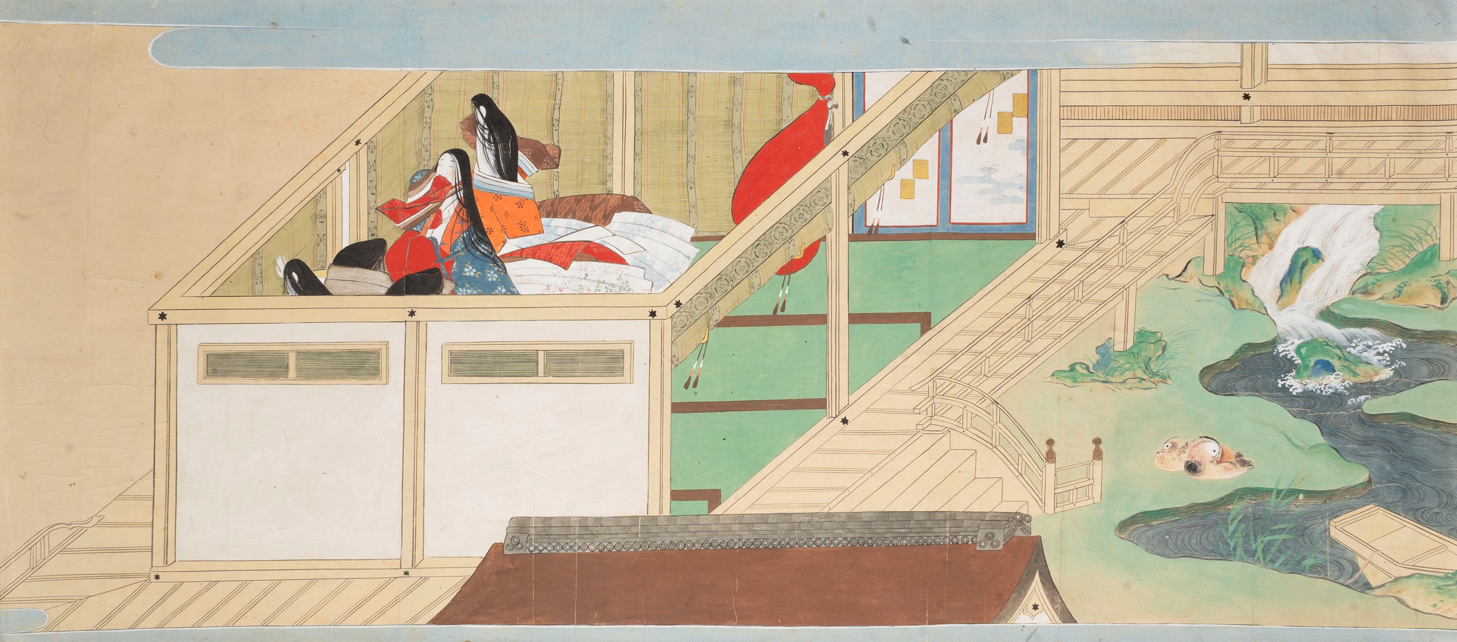 Quattro Dipinti Raffiguranti Samurai e Scene di Interno, Scuola di Tosa, Giappone Secolo XVIII