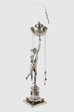  - Roman silver oil lamp representing Mercury, by Giambologna, 20th century