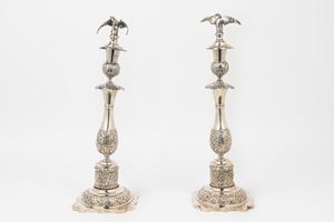  - Pair of silver candlesticks, Russia 1862