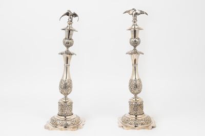 Coppia di Candelieri in Argento, Russia 1862