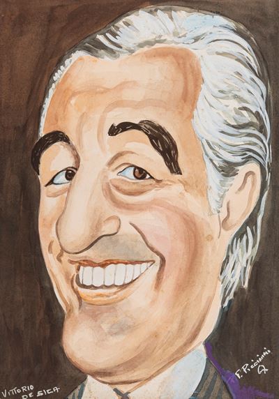 Vittorio De Sica, tempera su cartoncino