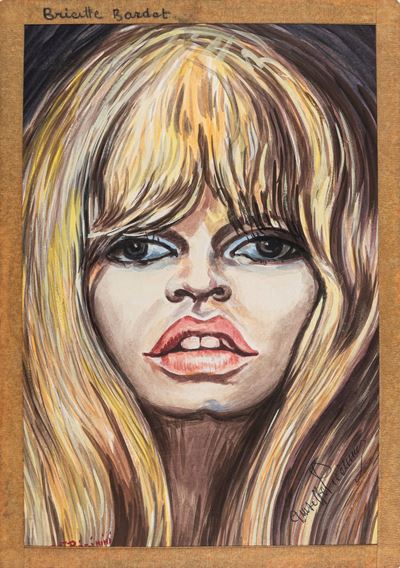 Brigitte Bardot, tempera su cartoncino