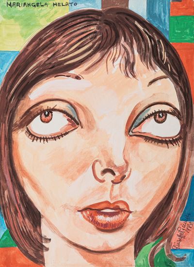 Mariangela Melato - tempera su cartoncino, 1983