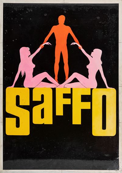 Bozzetto di locandina per il film 'Saffo', pellicola fotografica su cartone, 1970