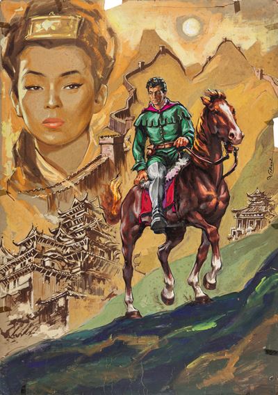 Bozzetto per la locandina del film 'Marco Polo', tempera su cartoncino