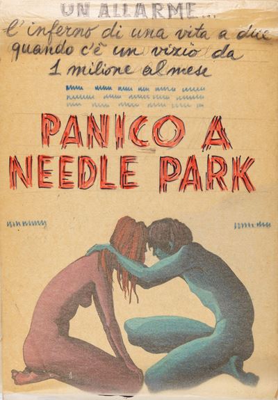 Bozzetto per locandina, Panico a Needle Park, tempera su cartone