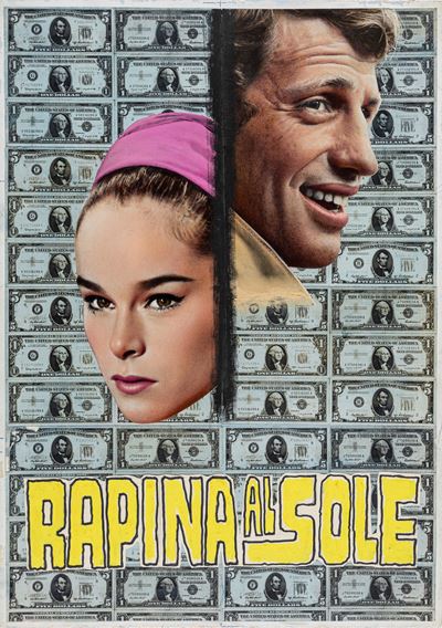 Bozzetto di locandina per il film 'Rapina al sole', tempera e pellicola fotografica su cartone