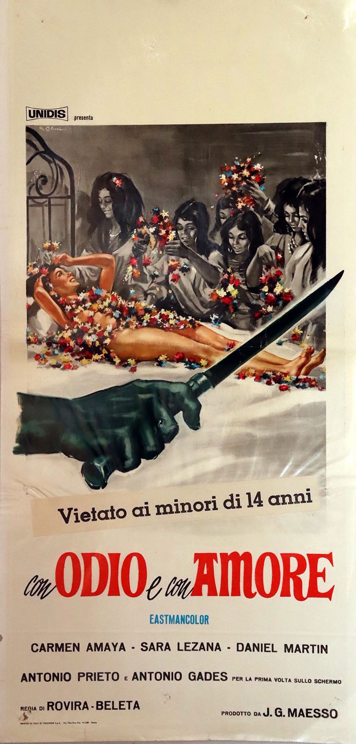 Marcello Colizzi - Bozzetto per la locandina del film 'Con odio e con amore', tempera su cartonci...