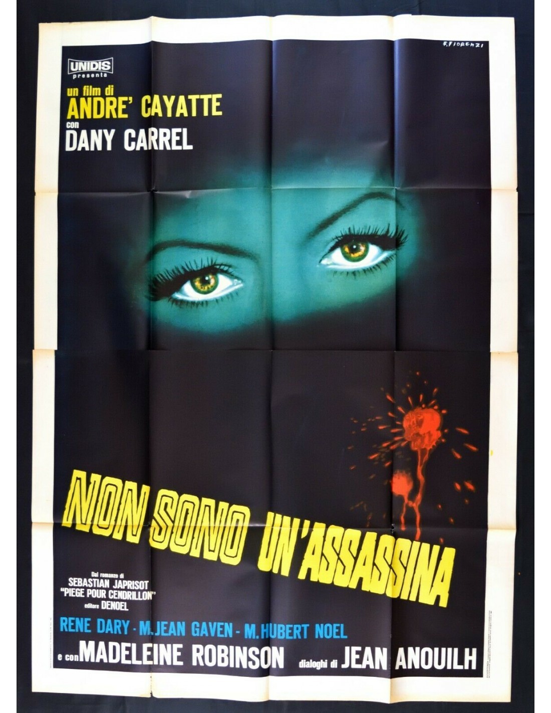 Francesco Fiorenzi - Bozzetto per la locandina del film 'Non sono un'assassina', tempera e pellic...