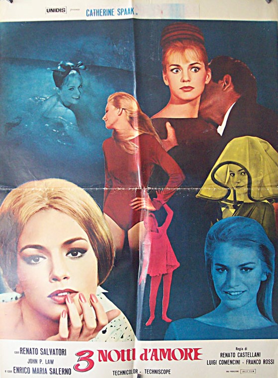a.n.I. (autore Non Identificato) - Bozzetti per la locandina di "3 notti d'amore", tempera e pell...