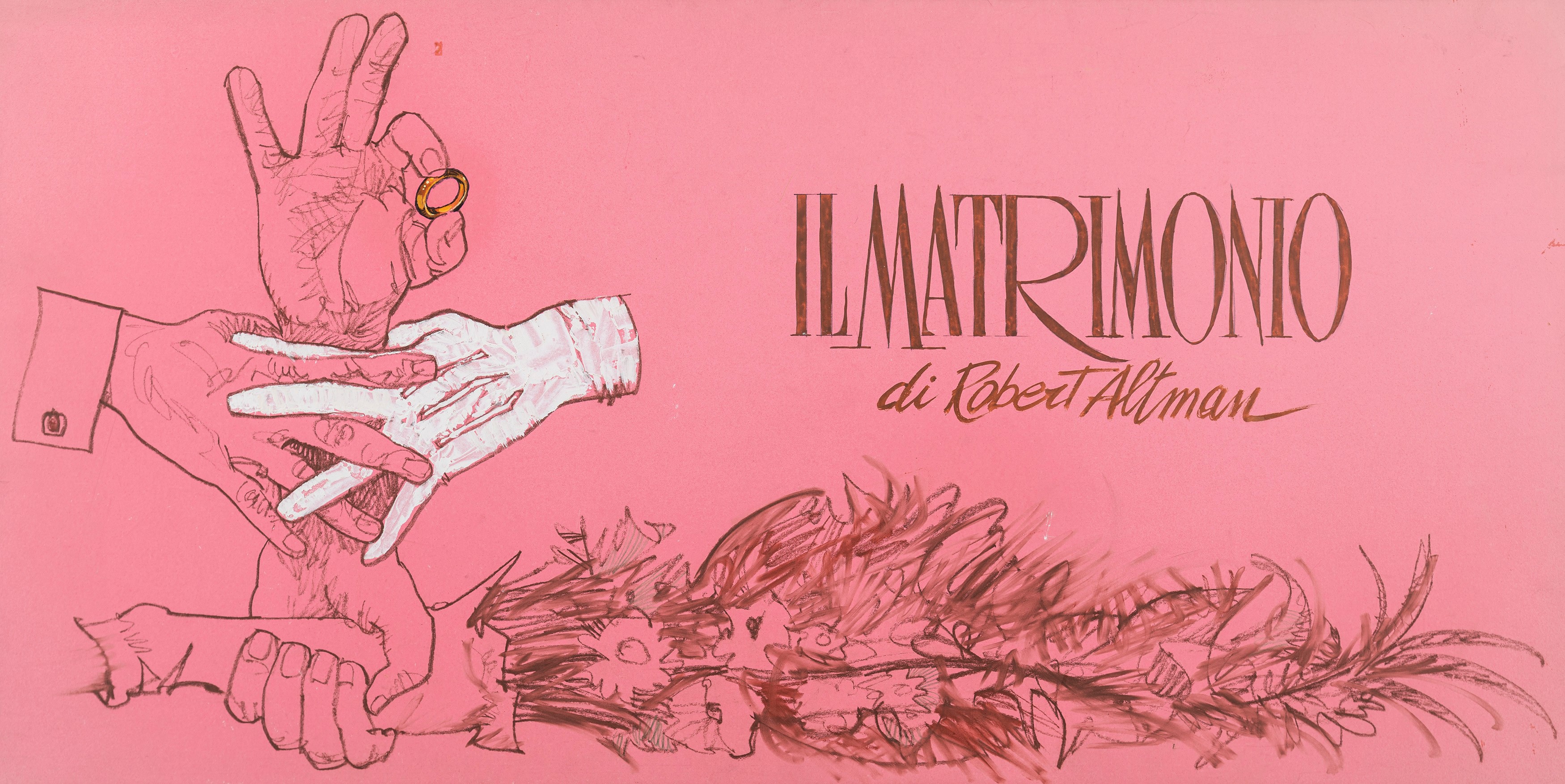 Piero Ermanno Iaia - Bozzetti per la locandina del film 'Un matrimonio', tempera su cartoncino, 1...