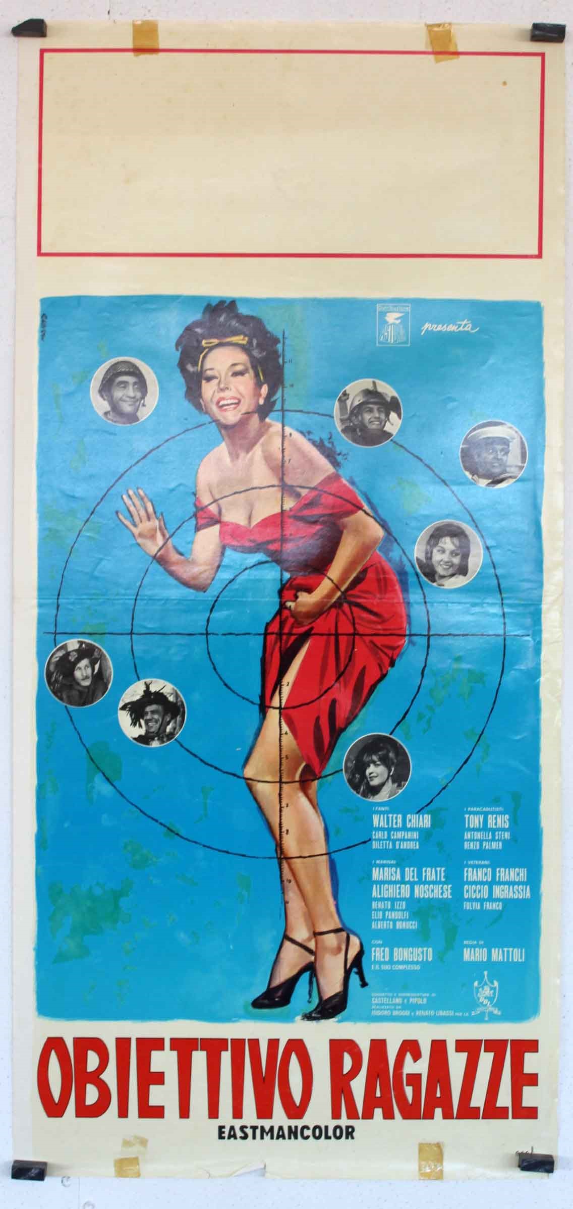 Manno (dante Manno) - Bozzetto per la locandina del film 'Obiettivo ragazze', tempera su cartone