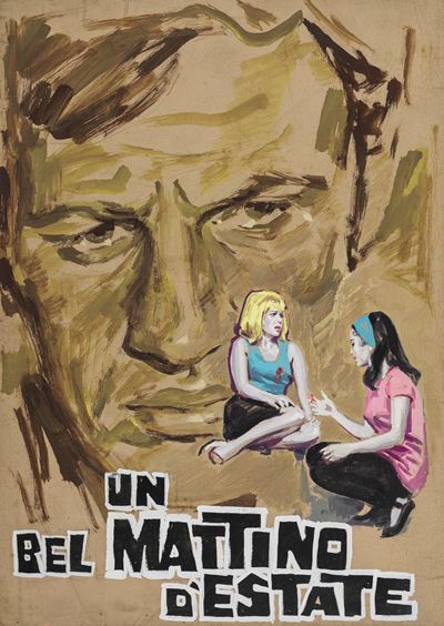 Bozzetto di Jacques Deray per la locandina del film 'Rapina al sole', tempera su cartoncino