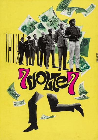 Bozzetto per locandina del film 'Sette volte sette', tempera e pellicola fotografica su cartone