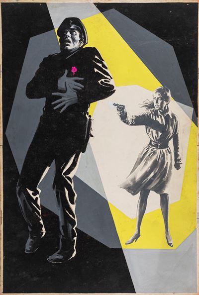 Bozzetto per locandina di 'Amburgo squadra omicidi', tempera su cartone, 1964