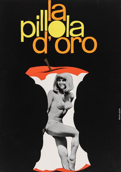 La pillola d'oro - Bozzetto originale, tempera e pellicola fotografica su cartone