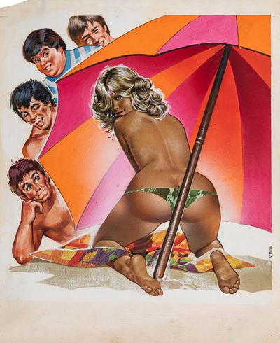 Iaia, Bozzetti originali per la locandina di 'Vacanze calde', tempera e collage su cartone e cart...