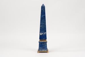 Obelisk in lapis lazuli and gilded bronze, 20th century