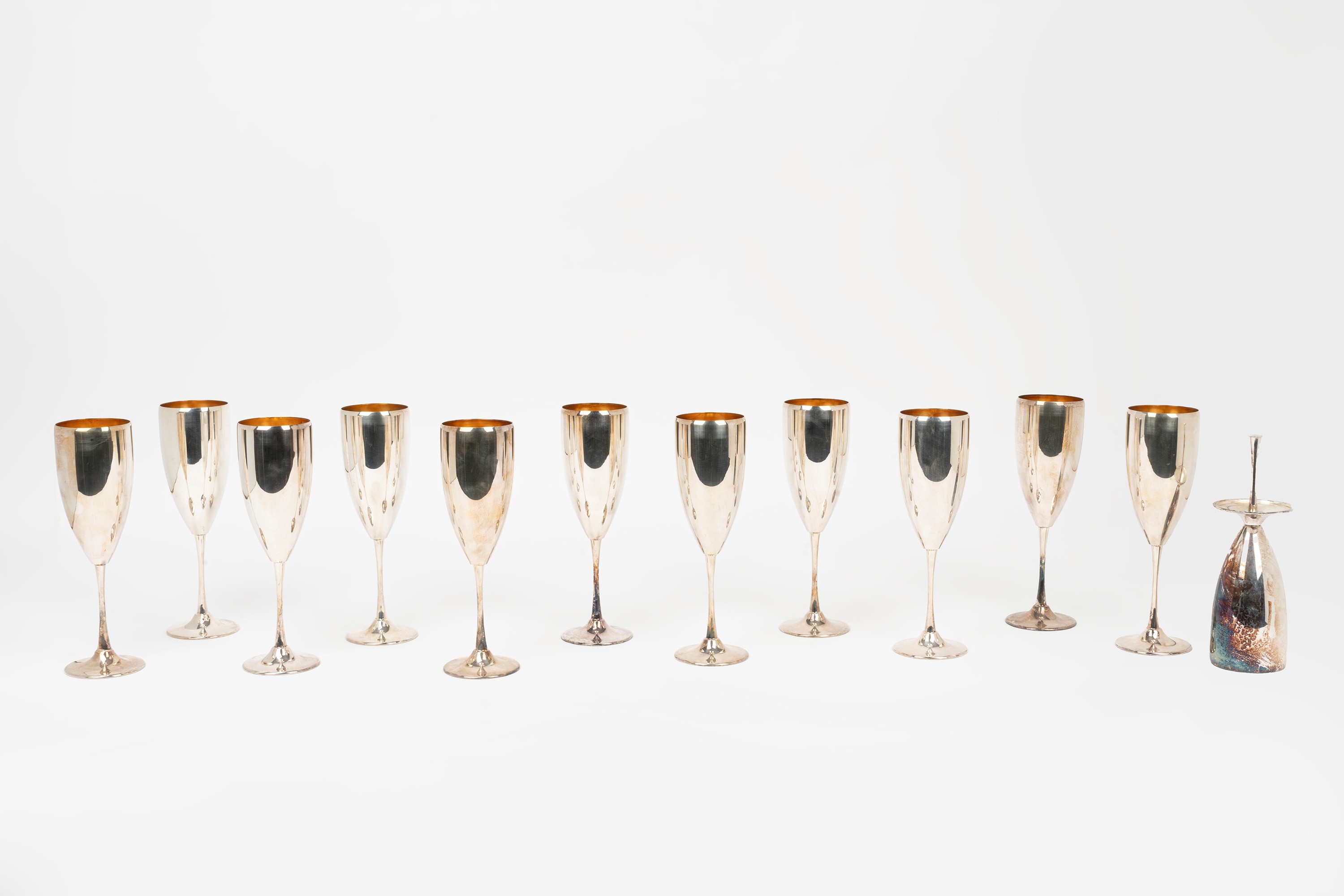 Set da 2 Flûte con cuori in argento decorati, per matrimonio