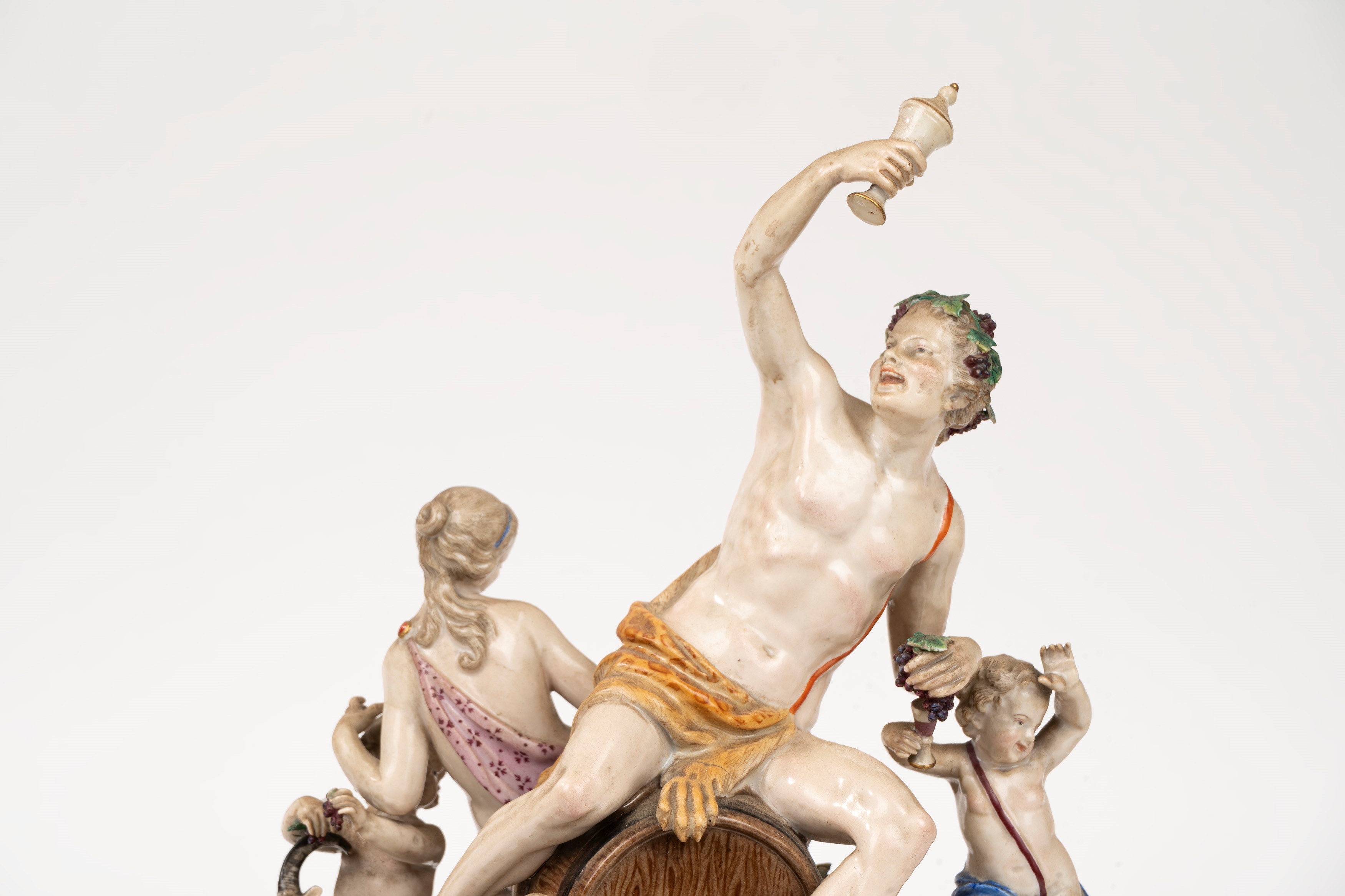 Scultura in Porcellana Policroma di Meissen Raffigurante Bacco e Arianna, Secolo XIX