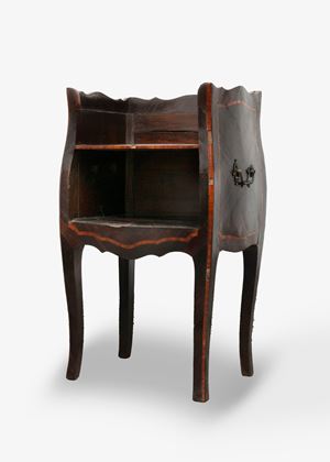 Bedside table inlaid in various woods, Genoa, 18th century