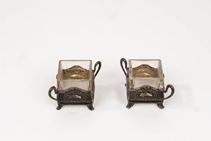  - Pair of silver salt shakers, 19th century