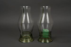 Pair of crystal candlesticks from the Bifilo series, Venini, 1970s