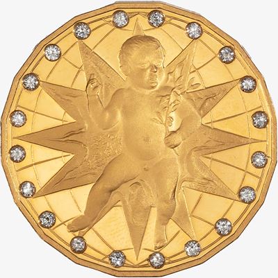 Medaglia “Stella del 2000” in metallo prezioso con diamanti