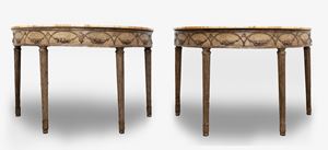  - Pair of Louis XVI demi-lune consoles, 18th century