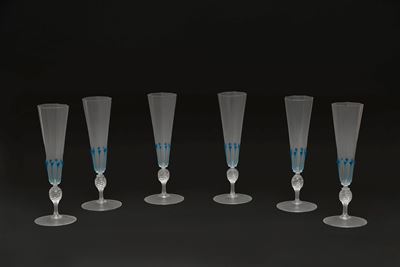 Servizio da Sei Flute in Vetro di Murano, Anni '50 del Novecento