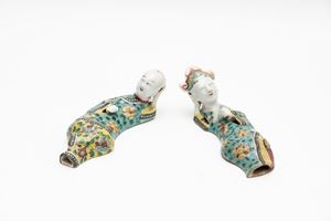  - Two polychrome porcelain figurines, China, early 19th century