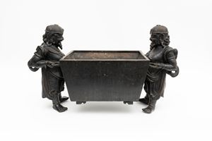  - Bronze planter with two male figures on the sides, China, 20th century