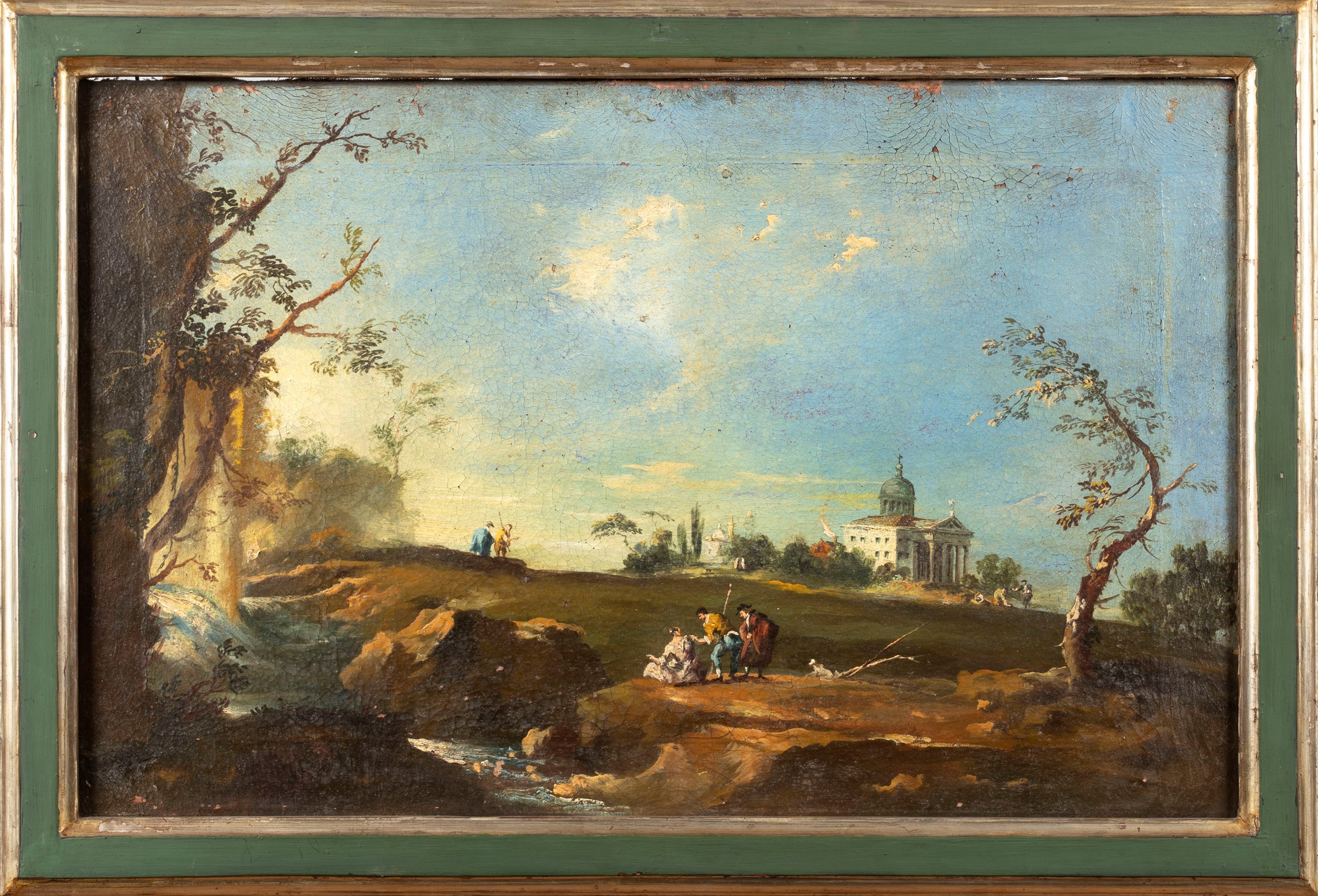 Imitatore di Francesco Guardi - Paesaggio con Villa Palladiana