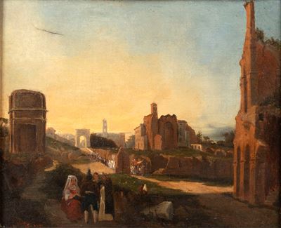 Veduta del Palatino nei Pressi della 'meta Sudans' con Processione