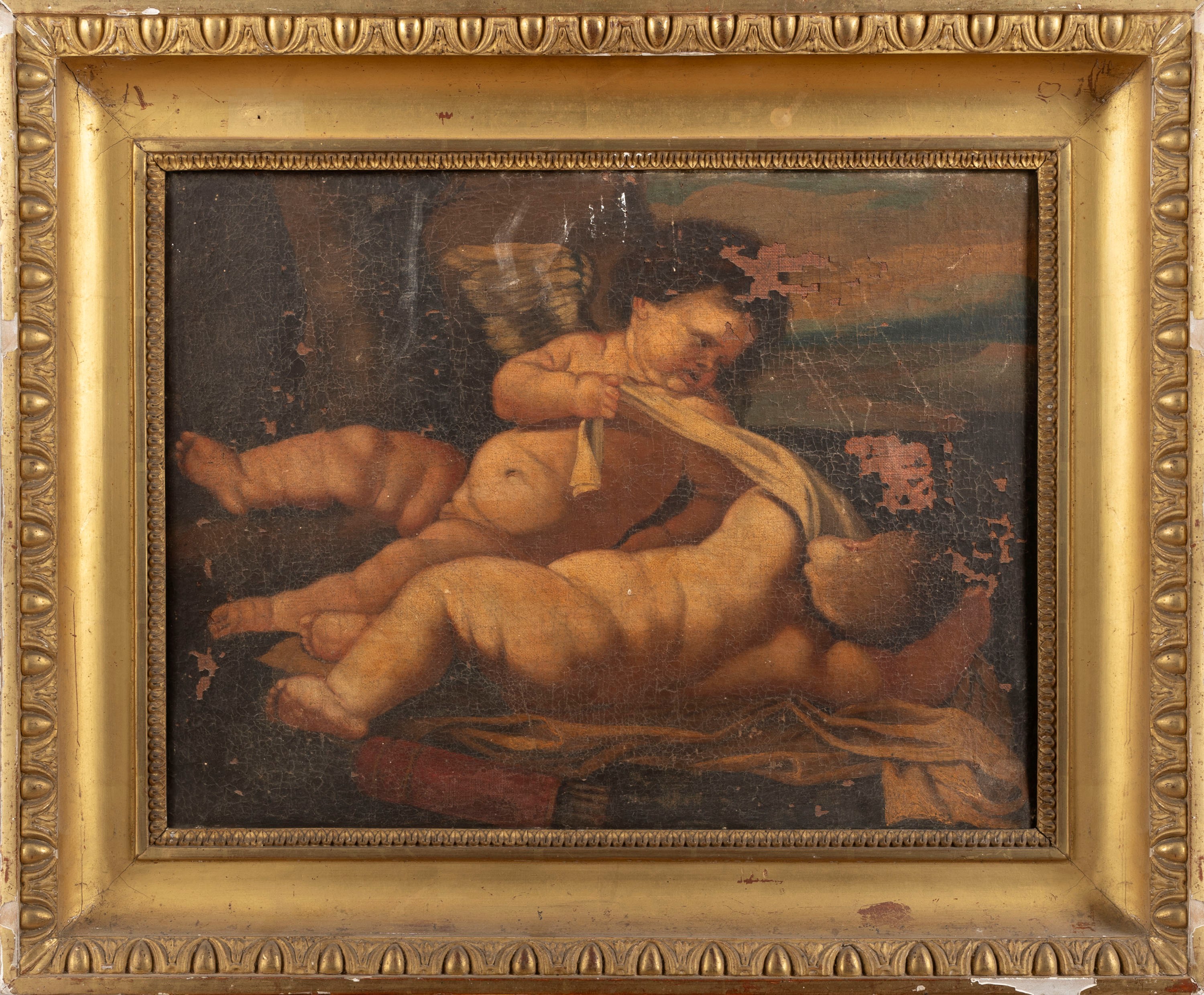 Scuola Francese, Secolo XVIII - Cupido Sveglia un Putto Dormiente