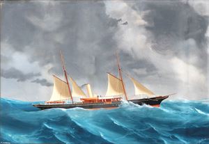 steam yacht 'S.Y.ATHENA' sailing in the Gulf of Naples
