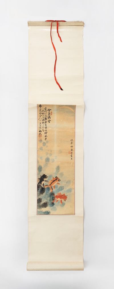 Due Scroll su Carta Raffiguranti Pesci, Cina Secolo XX