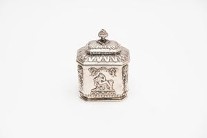  - Small silver tea box, Germany, late 19th century - early 20th century