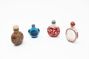  - Four glass snuff bottles, China, 20th century