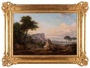 Ronzoni Pietro - Mountainous landscape with walking farmers