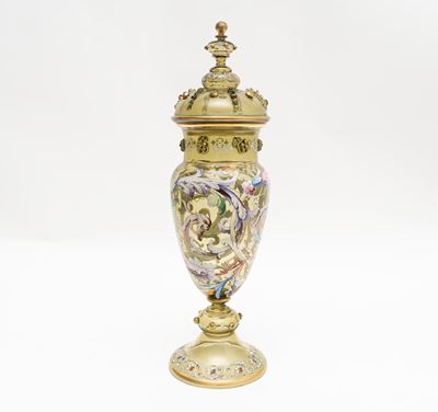 Vaso in Vetro e Smalti con Coperchio, Murano Secolo XX