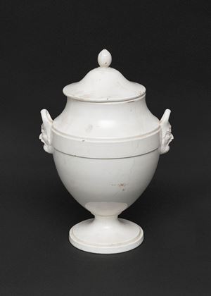 Two-handled vase in white majolica, Naples, 19th century