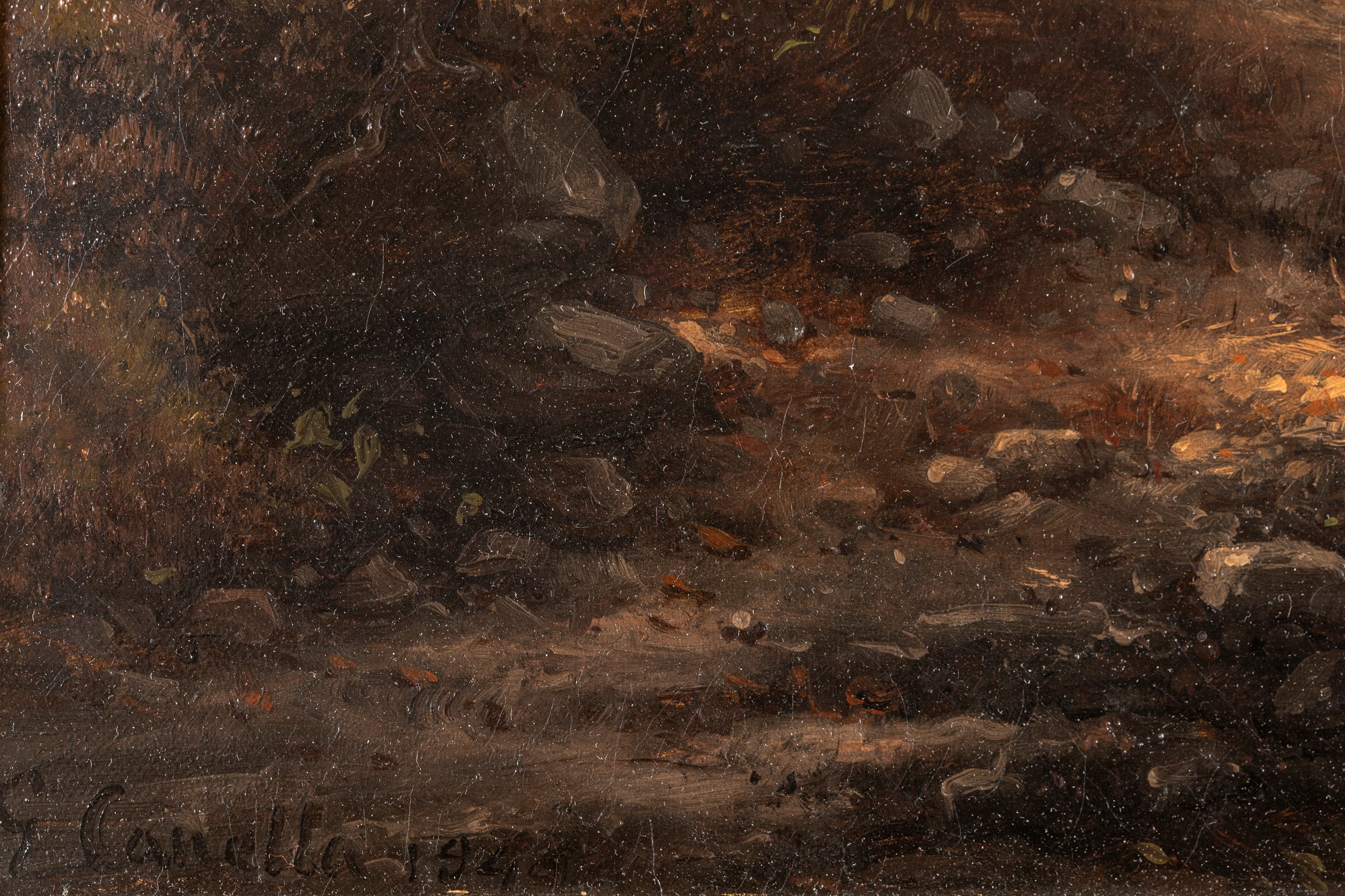 Giuseppe Canella - Paesaggio Boscoso con Figure e Armenti