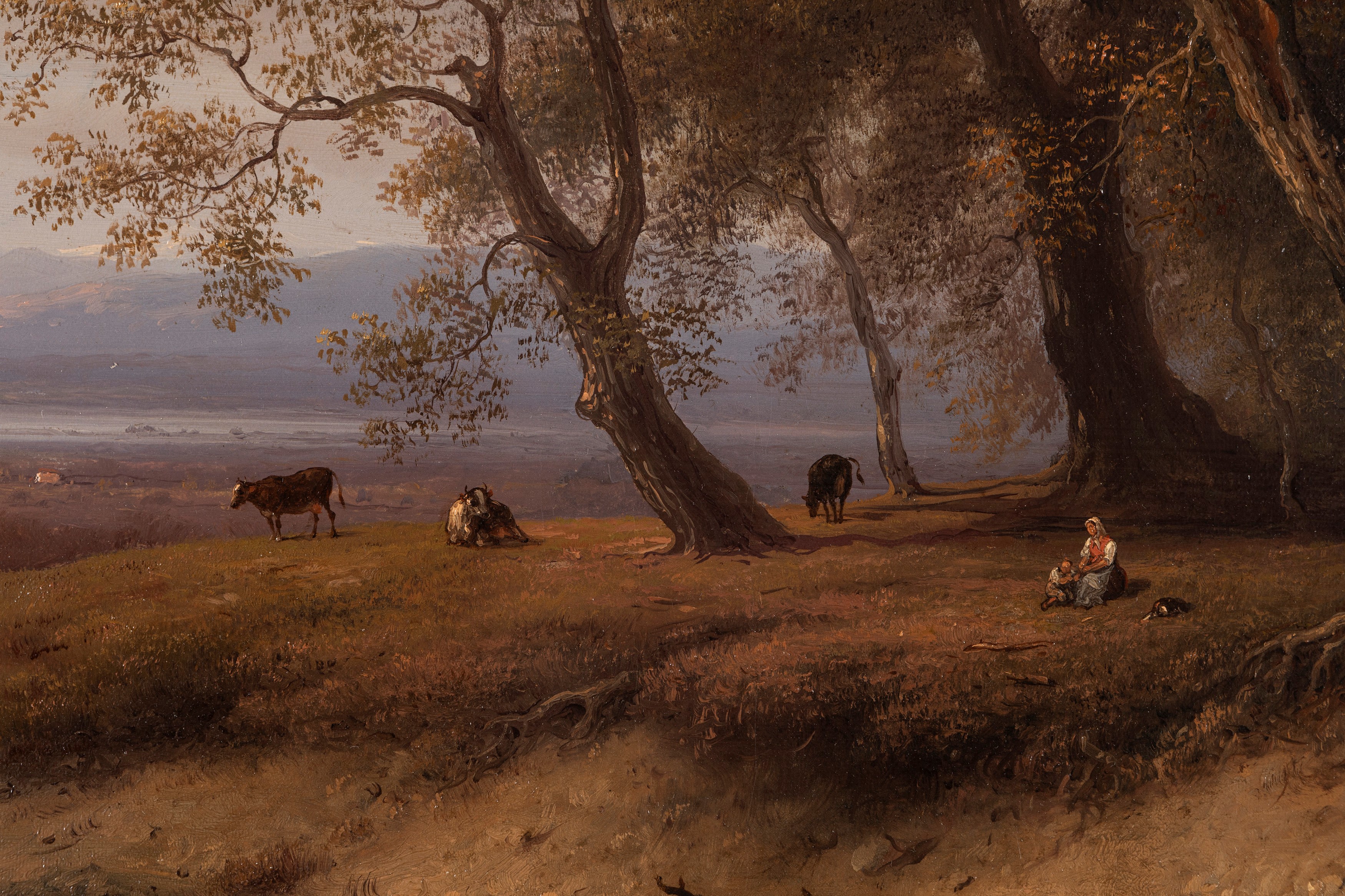 Giuseppe Canella - Paesaggio Boscoso con Figure e Armenti