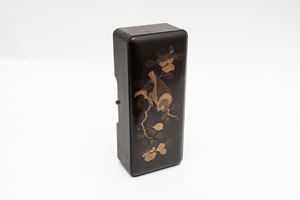 Fubaku in black lacquer with gold and red lacquer decorations, Japan Meiji period
