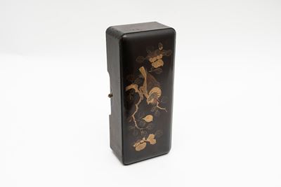 Fubaku in Lacca Nera con Decori in Lacca Oro e Rossa, Giappone Periodo Meiji