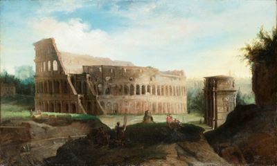 Veduta del Colosseo con L'arco di Costantino