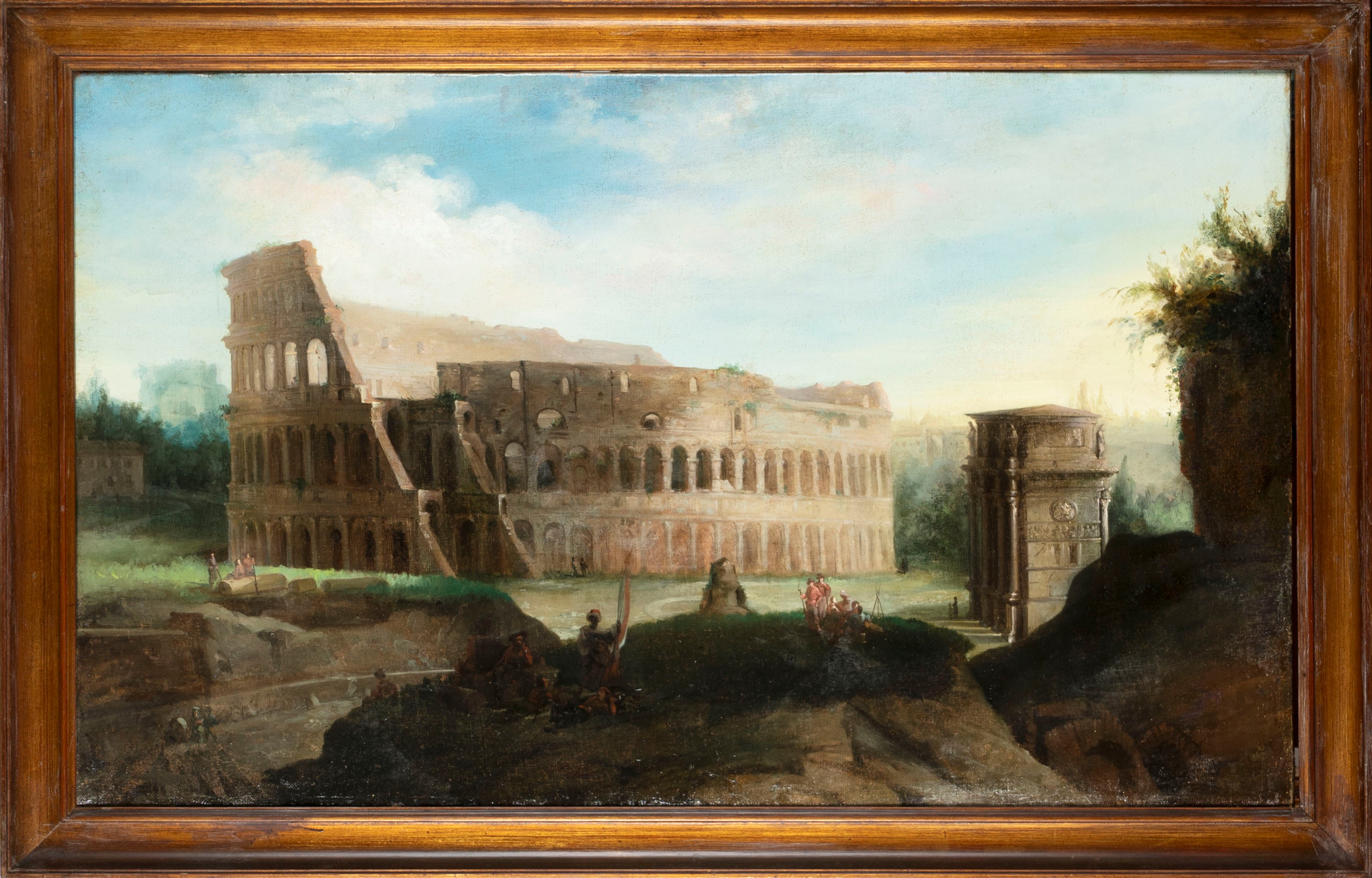 Scuola Italiana, Secolo XIX - Veduta del Colosseo con L'arco di Costantino